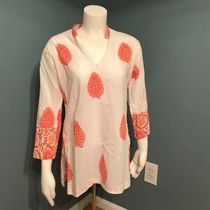 Putumayo white cotton boho coverup tunic medium